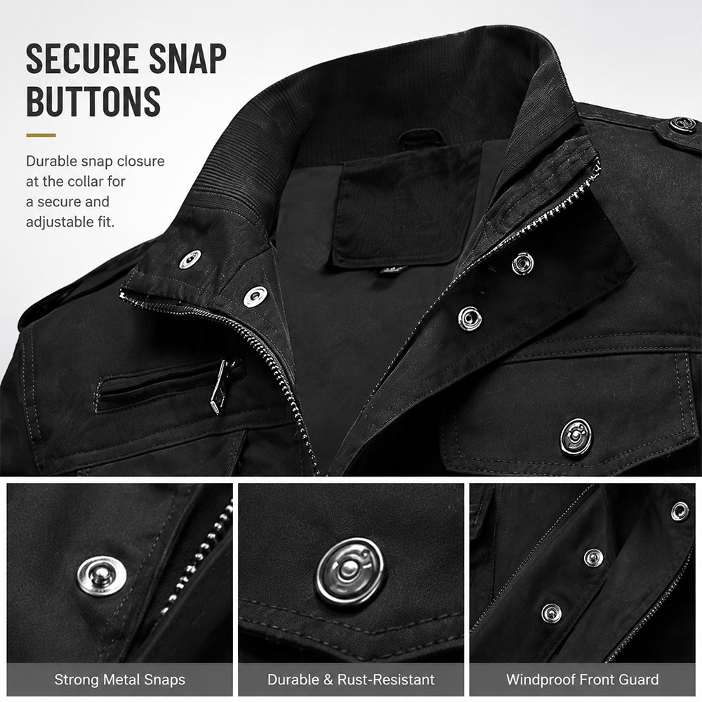 Men's Bamboo Style Utility Jacket – Stand Collar Outdoor Jacket
