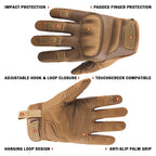 Men's Tactical Gloves with Knuckle Protection Touchscreen Grip