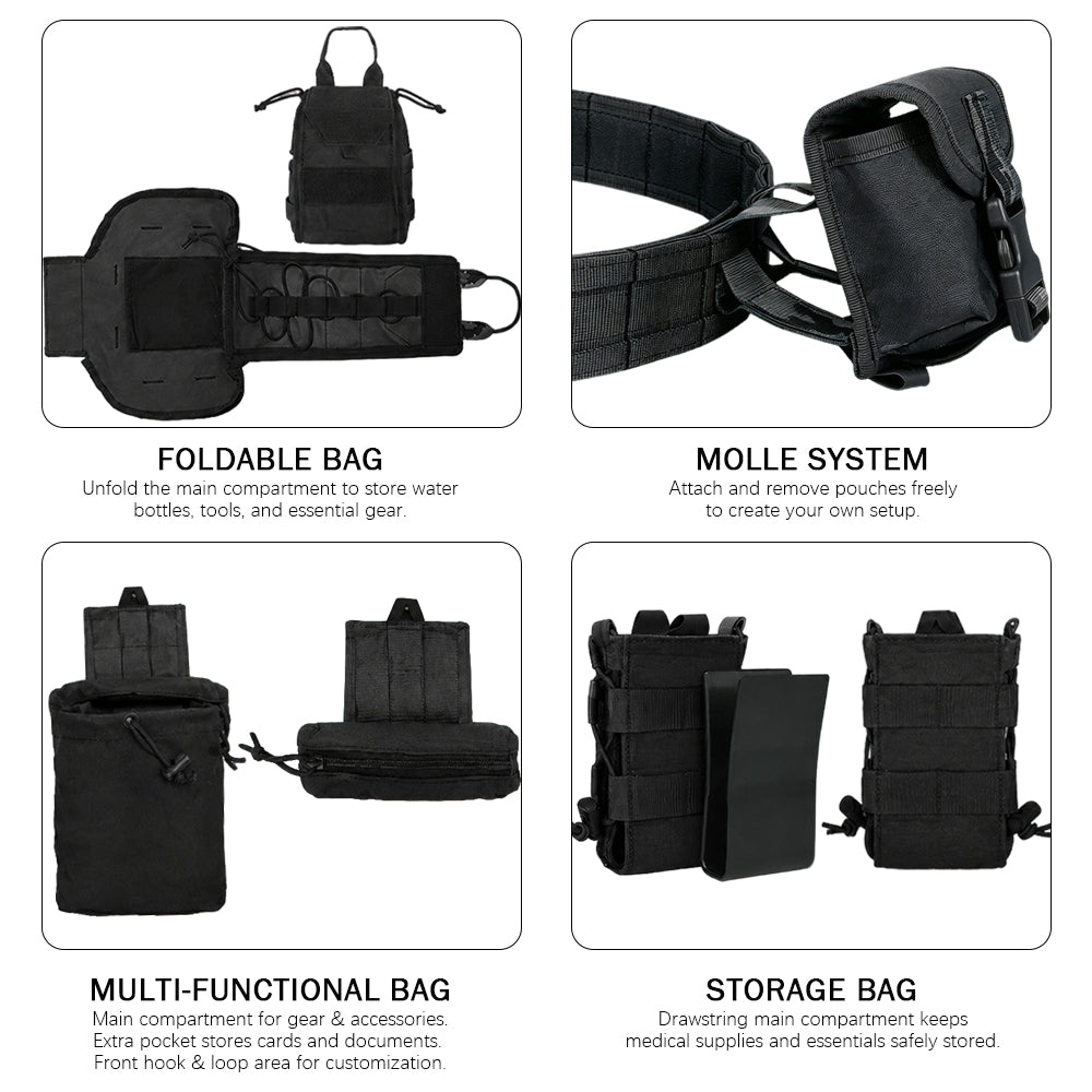8 in 1 Quick Release Tactical Duty Belt With MOLLE Pouches