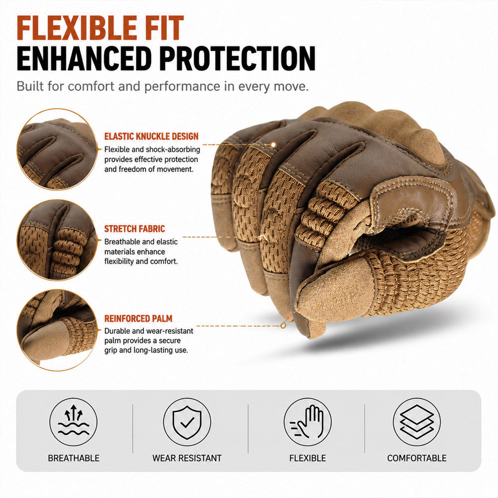 Men's Tactical Gloves with Knuckle Protection Touchscreen Grip