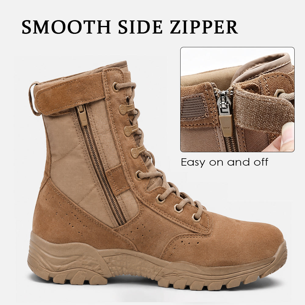 Men’s 8” Durable Work Boots Suede Leather Tactical Hiking Boots