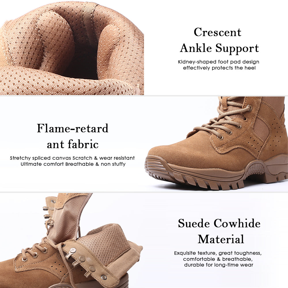Men’s 8” Durable Work Boots Suede Leather Tactical Hiking Boots