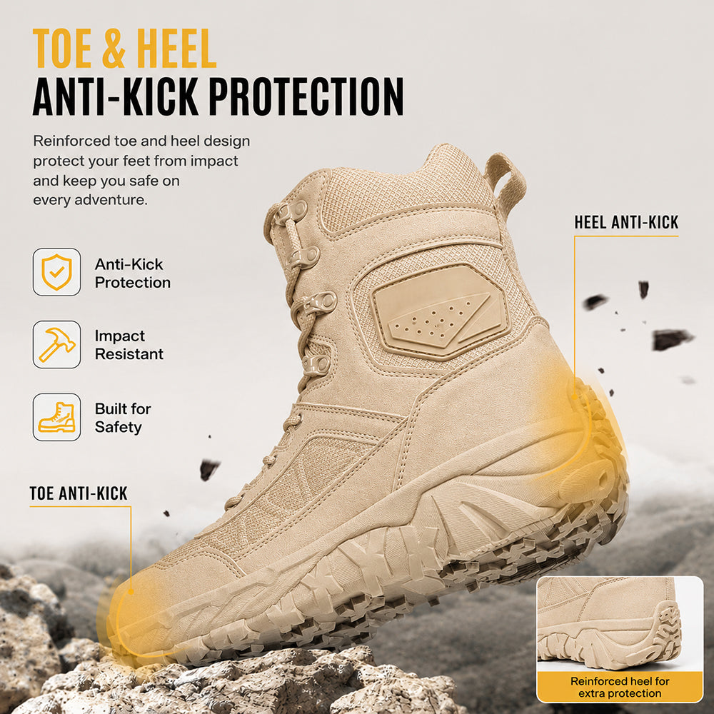 Men’s 8” Durable Work Boots Waterproof Tactical Hiking Boots
