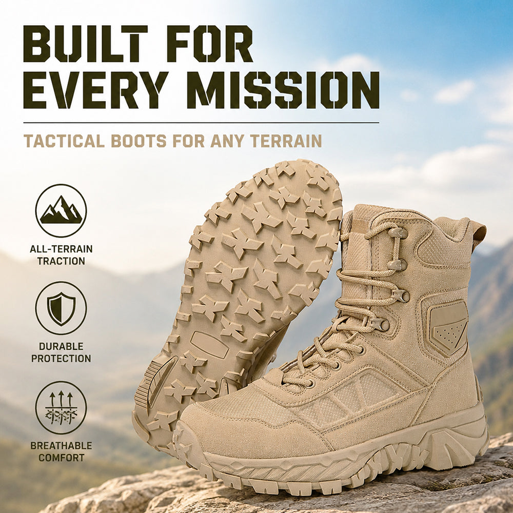 Men’s 8” Durable Work Boots Waterproof Tactical Hiking Boots