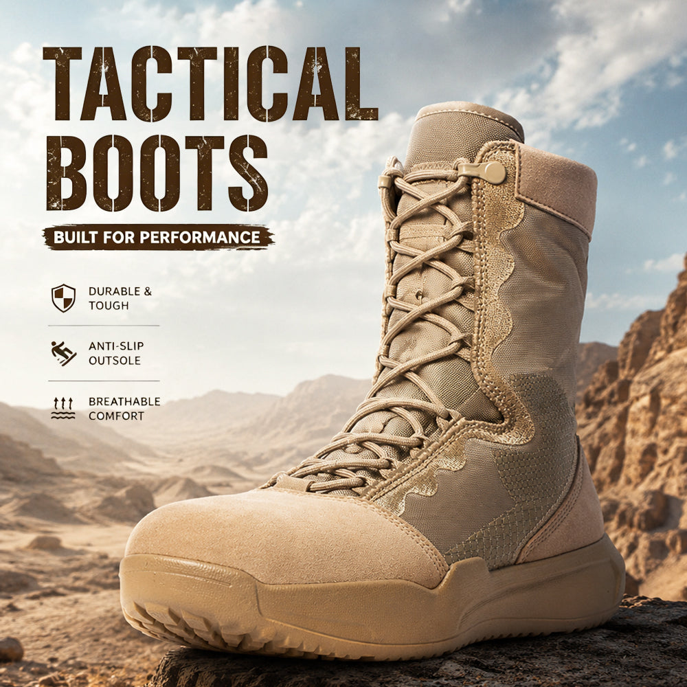 Men’s 8” Lightweight Work Boots Side Zipper Tactical Hiking Boots