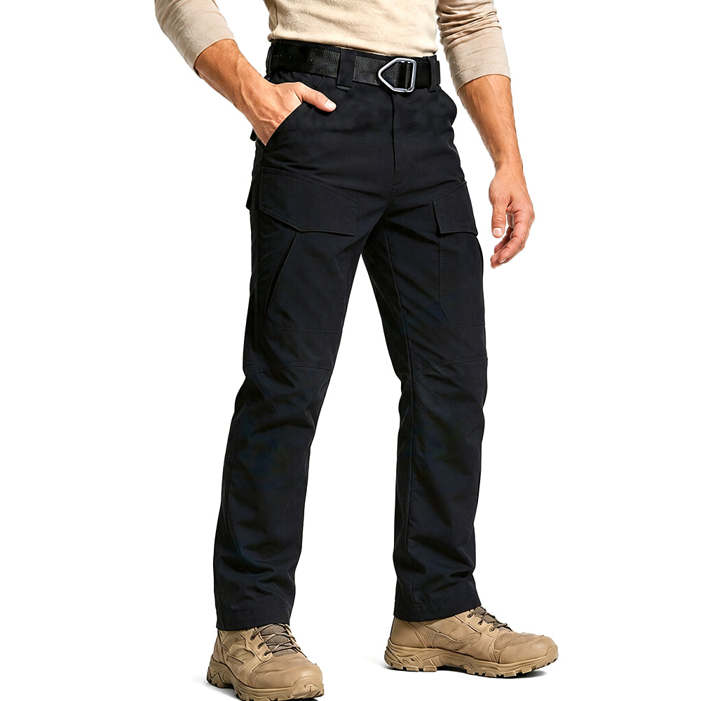 Black | Front view of men's tactical pants
