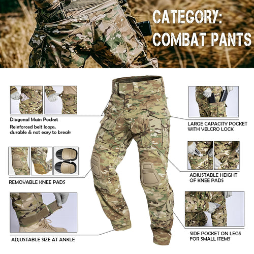 G3 Combat Pants with Knee Pads Rip-Stop Tactical Pants